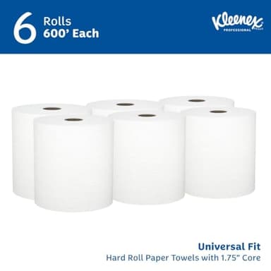 Kleenex Professional Universal Hard Roll Paper Towels, Bulk (50606), Hardwound 1.75' Core, Premium Absorbency Pockets, White (6 Rolls at 600' Each, 3,600'/Case) - Image 2