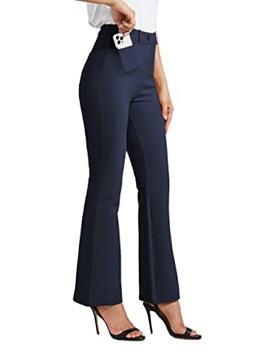 Willit 28" Women's Yoga Dress Pants Bootcut Stretch Work Slacks Office Business Casual Pants Belt Loops 4 Pockets Petite Navy Blue S - Image 1