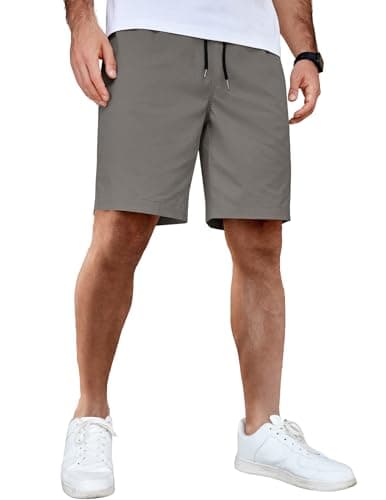 COOFANDY Men's Summer Beach Shorts Lightweight Elastic Waist Drawstring Golf Shorts Dark Grey - Image 1