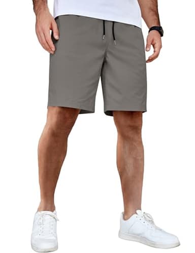 COOFANDY Men's Summer Beach Shorts Lightweight Elastic Waist Drawstring Golf Shorts Dark Grey - Image 1