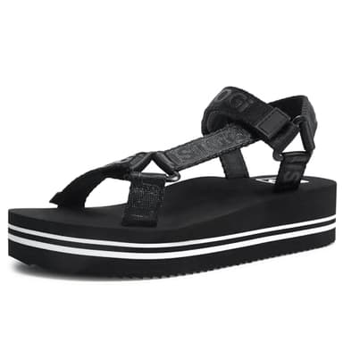 Ustogi Women's Platform Sport Sandals for women Arch Support Hiking Walking Athletic Beach Water Sandal Orthotic Adjustable Comfortable Summer Cute sandalias de mujer (9 Women, BlackWhite) - Image 1