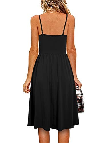 YATHON Women's Spaghetti Straps Party Sundress 2025 Casual Beach Summer Dresses (M, YT090-Black) - Image 2