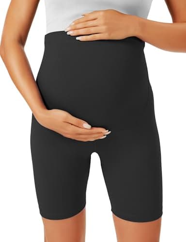BONVIGOR Maternity Shorts Over The Belly - 5" Biker Workout Yoga Active Athletic Pregnancy Short Pants Lounge Pajama - Image 3