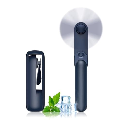 Portable Handheld Fan, 2 IN 1 Mini Hand Fan, Battery Operated [8-15 Working Hours], USB Rechargeable Personal Foldable Fan for Indoor, Small Pocket Fans Travel Essentials for Outdoor (Blue) - Image 1