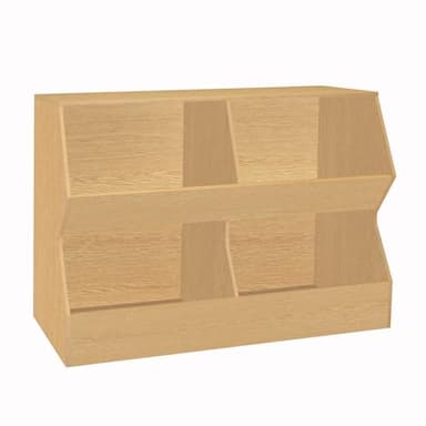 DINZI LVJ Kids Bookshelf, Toy Storage Organizer, Wooden Toy Storage Cabinet, 4 Cubby Children Bookcase, 43.3" L Toddler Book Shelf for Bedroom, Nursery, Hallway, School, Natural - Image 1