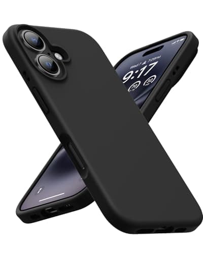 OuXul Designed for iPhone 16 Case 6.1"- Slim Liquid Silicone Cover with [Soft Anti-Scratch Microfiber Lining], Shockproof 3-Layer Full Protection (Black) - Image 1