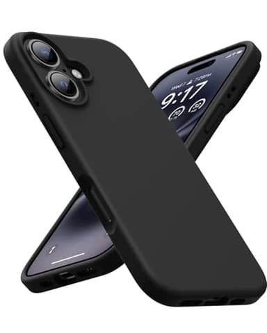OuXul Designed for iPhone 16 Case 6.1"- Slim Liquid Silicone Cover with [Soft Anti-Scratch Microfiber Lining], Shockproof 3-Layer Full Protection (Black) - Image 1