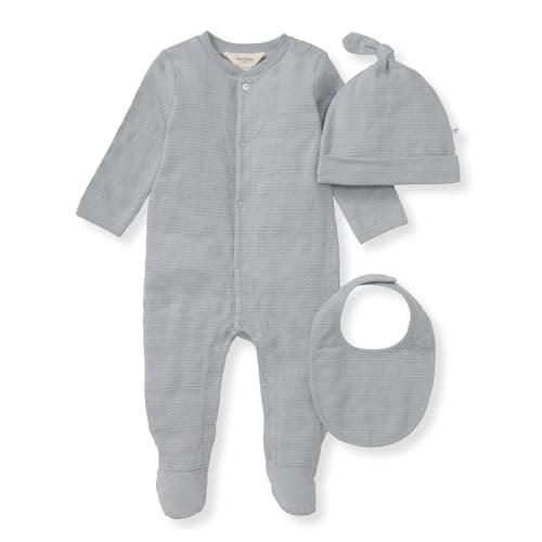 Burt's Bees Baby Unisex Infant Jumpsuit Set, 100% Organic Cotton 3-Piece Gift Outfit Coverall with Matching Hat and Bib - Image 1