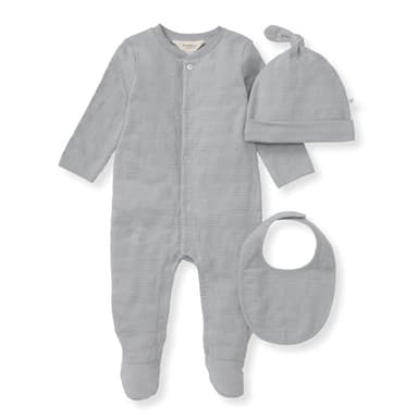 Burt's Bees Baby Unisex Infant Jumpsuit Set, 100% Organic Cotton 3-Piece Gift Outfit Coverall with Matching Hat and Bib - Image 1