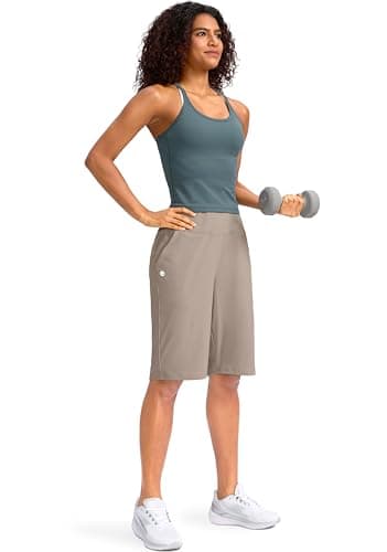 G Gradual Women's 12" Bermuda Long Shorts with Pockets High Waisted Stretch Knee Length Shorts for Women Summer Walking(Dark Khaki,M) - Image 6