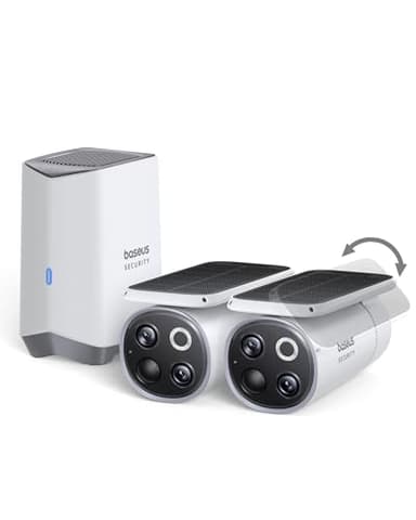 Baseus Solar Security Camera Wireless Outdoor, S1 Pro 2-Cam Kit, Forever Power with Auto Sunlight-Tracking System, Dual Camera with 3K Clarity, No Monthly Fee, 16TB Expandable Local Storage - Image 1