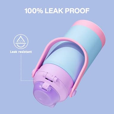 Meoky Kids Water Bottle for School: 14 oz Insulated Water Bottle with Straw and Spout Lid - 100% Leakproof Stainless Steel Water Bottle BPA-Free for Travel Sports - Toddlers Girls, Bluebell - Image 3