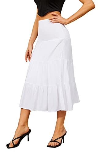 Tsher Tube Top Dress for Women Summer Solid Strapless Mini Dresses, Off The Shoudle Ruffle Beach Dress （XS, White-2 - Image 5
