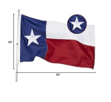 Homissor Texas Flag 5x8 Feet - Embroidered Star Sewn Stripes Outdoor Heavy Duty 210D Oxford Nylon Flags Vivid Color - Canvas Header Brass Grommets and 4 Stitch Hemming USA Flag - Image 9