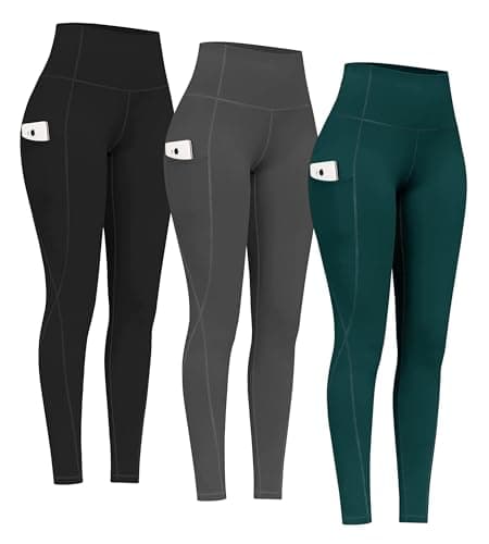 PHISOCKAT 2 Pack High Waist Yoga Pants with Pockets, Tummy Control Leggings, Workout 4 Way Stretch Yoga Leggings - Image 1