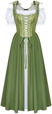 Scarlet Darkness Renaissance Costume Women Medieval Corset Dress Puff Sleeve Fairy Dress - Image 3