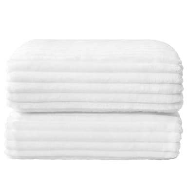 BEDELITE Fleece Throw Blanket for Couch – 3D Ribbed Jacquard Soft and Warm Decorative Fuzzy Blanket – Cozy, Fluffy, Plush Lightweight White Throw Blankets for Bed, Sofa, 50x60 inches - Image 8