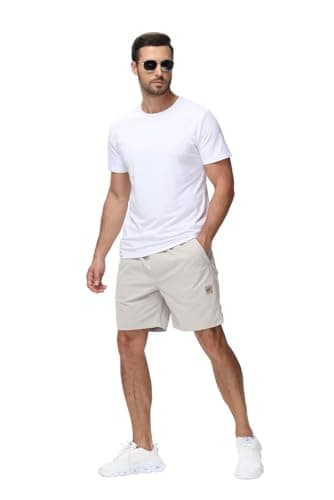 Yundobop Men's Casual 7 Inch Shorts Twill Drawstring Summer Beach Stretch Golf Shorts with Zipper Pockets Beige 28 - Image 5