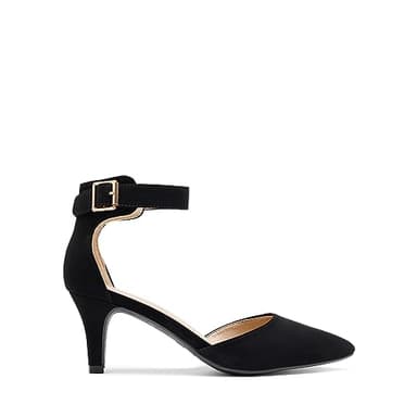 DREAM PAIRS Kitten Heel Low Heel for Women Closed Pointed Toe Pumps Wedding Party Sexy Dress Shoes Lowpointed,Size 9,Black/Nubuck,LOWPOINTED - Image 2