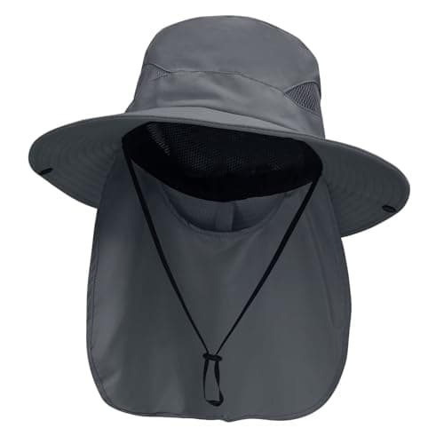 NPJY Sun Fishing Hats for Men Women UV Sun Protection Bucket Hat with Foldable Neck Flap Pure Darkgray - Image 1