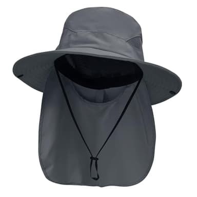 NPJY Sun Fishing Hats for Men Women UV Sun Protection Bucket Hat with Foldable Neck Flap Pure Darkgray - Image 1