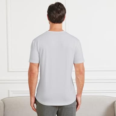 netdraw Men's Ultra Soft Bamboo Viscose T-Shirt Curve Hem Lightweight Cooling Short Sleeve Casual Basic Tee Shirt, Light Platinum, Medium - Image 5