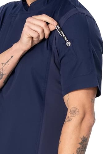 Chef Works Men's Springfield Chef Coat, Navy, Large - Image 5