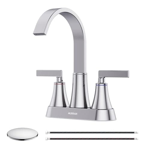 Centerset Bathroom Faucet, 2-Handle Bathroom Faucets, HURRAN 4 Inch Bar Sink Faucet, 1.2 GPM Flow Rate, Lead-Free, Chrome - Image 1
