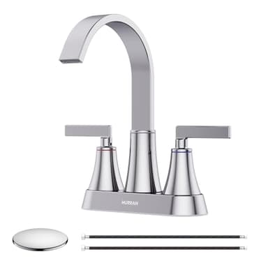Centerset Bathroom Faucet, 2-Handle Bathroom Faucets, HURRAN 4 Inch Bar Sink Faucet, 1.2 GPM Flow Rate, Lead-Free, Chrome - Image 1