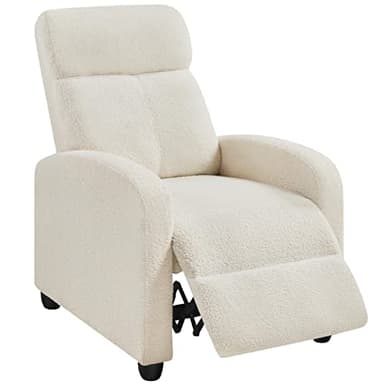 Topeakmart Fabric Recliner Chair Adjustable Modern Single Sofa Chair with Pocket Spring Living Room Bedroom Home Theater Ivory - Image 1
