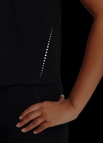 baleaf Women's Workout Tops Athletic Shirts Cropped Short Sleeve Split Back Running Gym Quick Dry Sun Protection UPF 50+ Black L - Image 5