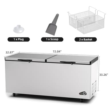 26.5 Cu Ft Chest Freezer - Large Commercial Deep Freezer with 3 Removable Basket and Adjustable Thermostat - 2 Door Energy Saving Quiet for Restaurants, Supermarkets, and Garages - Image 4