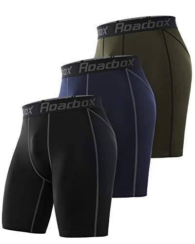Roadbox Compression Shorts for Men Athletic Workout Underwear Running Gym Spandex Short Sports(Black,Navy,Green,L) - Image 1
