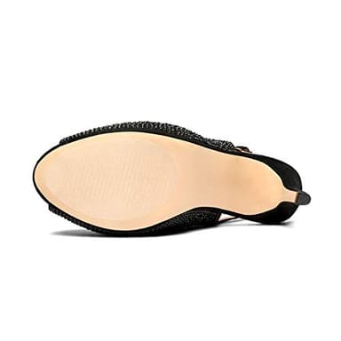 DREAM PAIRS Women's High Heels Platform Dress Rhinestones Peep Toe Pumps Shoes,Size 7,Black/Suede,Invest - Image 6