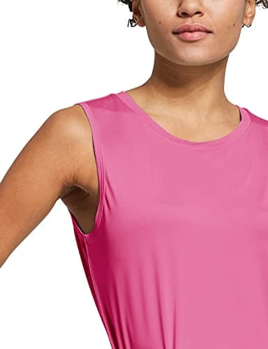 baleaf Women's Workout Tank Tops Sleeveless Exercise Tennis Running Shirts Activewear Fitness Gym Tops Pink S - Image 3