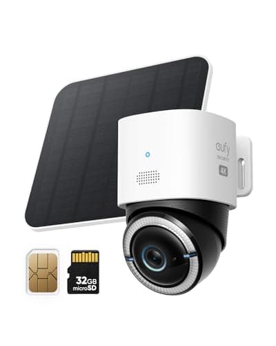 eufy Security 4G LTE Cam S330, 4K Cellular Solar Security Cameras Wireless Outdoor, Pan and Tilt, 4G and Wi-Fi Duo-Mode, AI Tracking, with SIM Card and 32GB SD Card, No WiFi, No Problem - Image 1