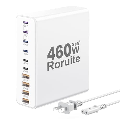 460W USB C Charger Block, 10-Port USB Charging Station GaN III PD Charger Type C & USB A, Dual 65W PC Laptop Fast Adapter for MacBook Pro/Air, iPhone, iPad, DELL, Samsung Galaxy, Android - White - Image 1