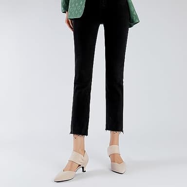 RIBONGZ Low Heels for Women Closed Toe Nude Kitten Heels Pointed Toe Sexy Slip on Pumps Bridal Party Dressy Shoes 12 - Image 7