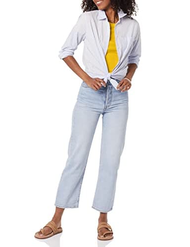 Amazon Essentials Women's Slim-Fit Short-Sleeve Crewneck T-Shirt, Pack of 2, White/Gold, XX-Large - Image 4