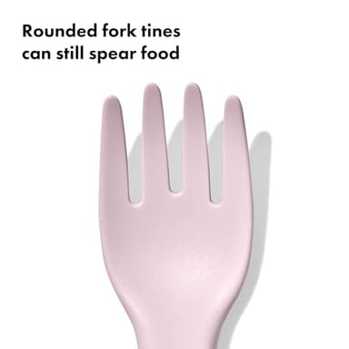 OXO Tot Plastic Fork and Spoon Set - Opal and Blossom - Image 2
