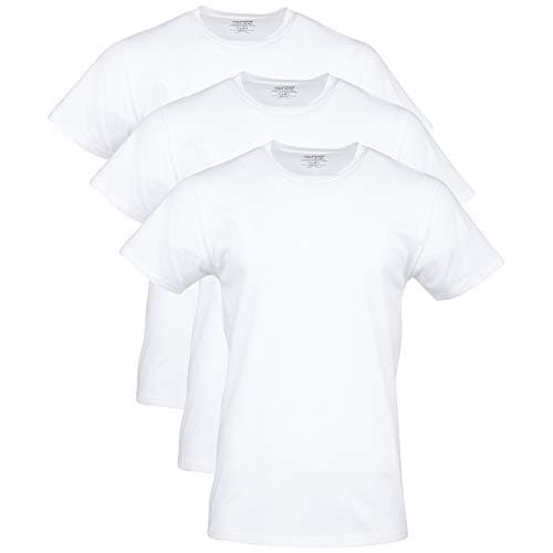 Gildan Men's Cotton Stretch T-Shirts, Multipack, Artic White (Crew 3-Pack), Large - Image 1