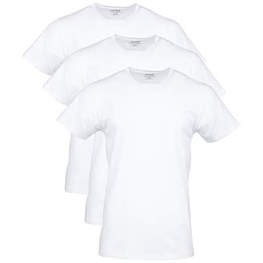 Gildan Men's Cotton Stretch T-Shirts, Multipack, Artic White (Crew 3-Pack), Large - Image 1