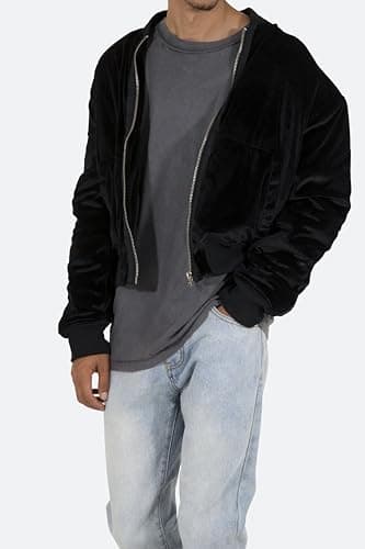 mnml Men's Velour Bomber Jacket, Black - Image 5