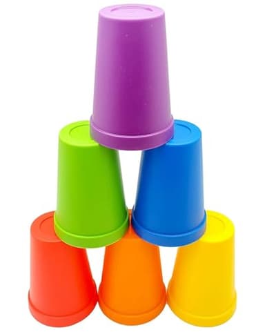 Skoolzy Rainbow Stacking Cups 6 Piece Set - Color Sorting Toys for Toddlers Primary Matching Fine Motor Skills Color Recognition for Montessori Preschoolers Toddler Activities Primary for Kids - Image 1