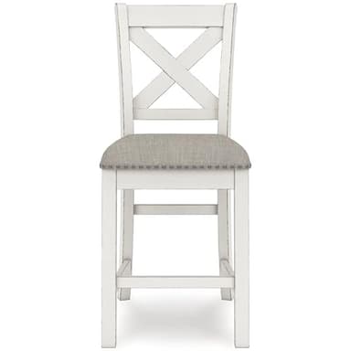 Signature Design by Ashley Robbinsdale Farmhouse Armless 24.75" Counter Height Upholstered Bar Stool with Foot Rest, Set of 2, White & Light Gray - Image 5