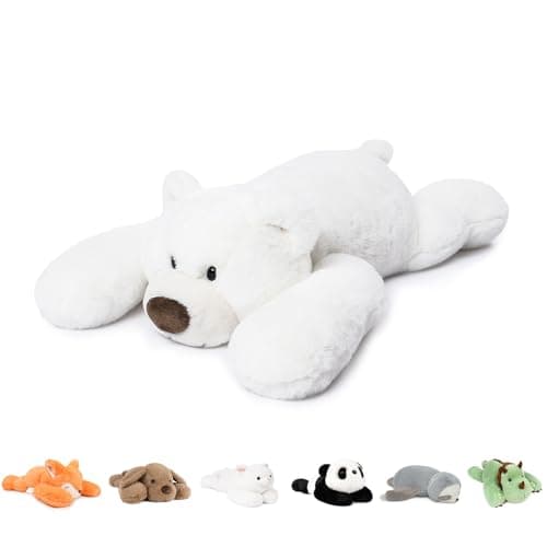 Niuniu Daddy 20" | 3.3 Pound Polar Bear Weighted Stuffed Animals, Large White Bear Plush Toy Pillow with Fluffy Fur for Kids Adults Teens Cute Stuffy Animal for Valentine Christmas Birthday Gift - Image 1