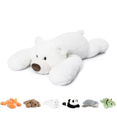Niuniu Daddy 20" | 3.3 Pound Polar Bear Weighted Stuffed Animals, Large White Bear Plush Toy Pillow with Fluffy Fur for Kids Adults Teens Cute Stuffy Animal for Valentine Christmas Birthday Gift - Image 1