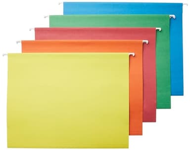 Amazon Basics Hanging Organizer File Folders for Efficient Filing, Assorted Colors, Letter Size (Pack of 25) - Image 1