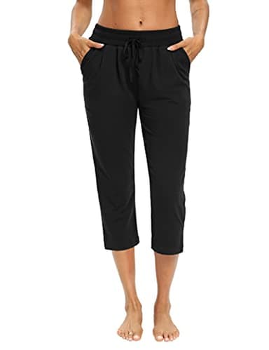LEXISLOVE Capris for Women Casual Summer Wide Leg Crop Pants Loose Comfy Drawstring Yoga Jogger Capri Pants with Pockets Black XL - Image 2
