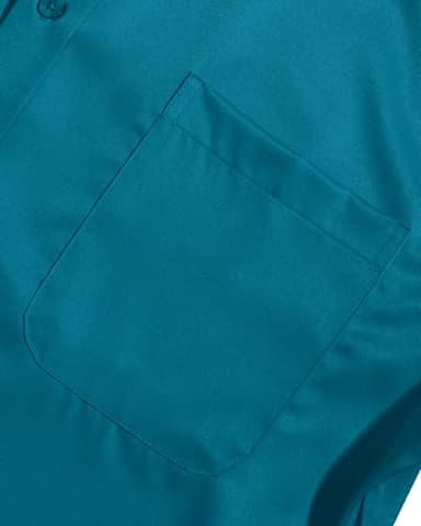 Alimens & Gentle Men's Dress Shirts Long Sleeve Wrinkle-Free Stretch Shirts Solid Formal Button Down Shirt with Pocket Blue Green - Image 3